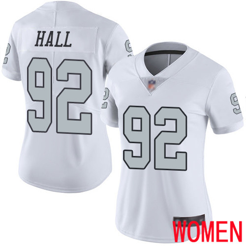 Oakland Raiders Limited White Women P J  Hall Jersey NFL Football #92 Rush Vapor Untouchable Jersey->women nfl jersey->Women Jersey